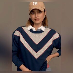 Maeve V-neck Striped Sweatshirt size XS EUC